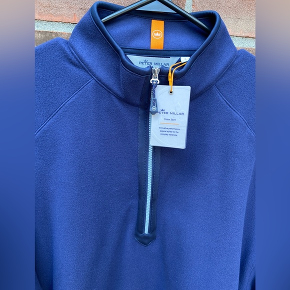 Peter Millar Large Navy Fleece Quarter Zip Pullover NWT - Picture 5 of 5